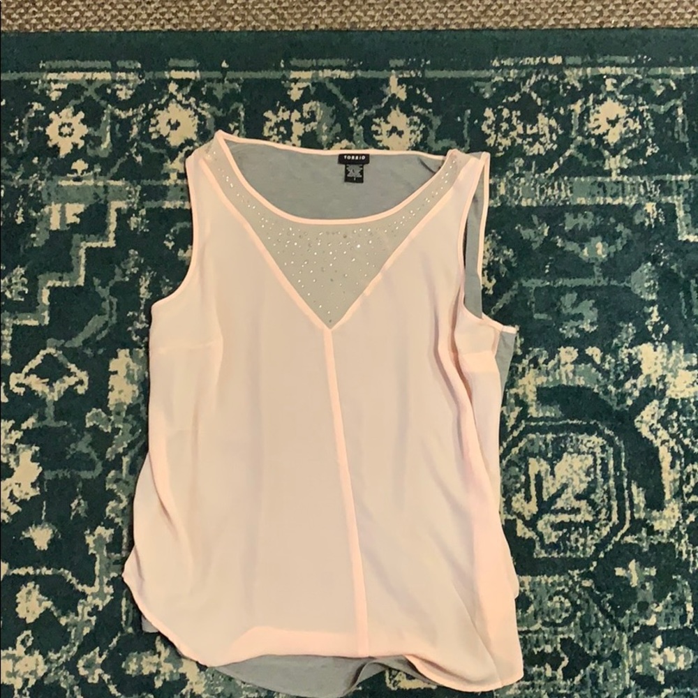 Pink rhinestone work blouse